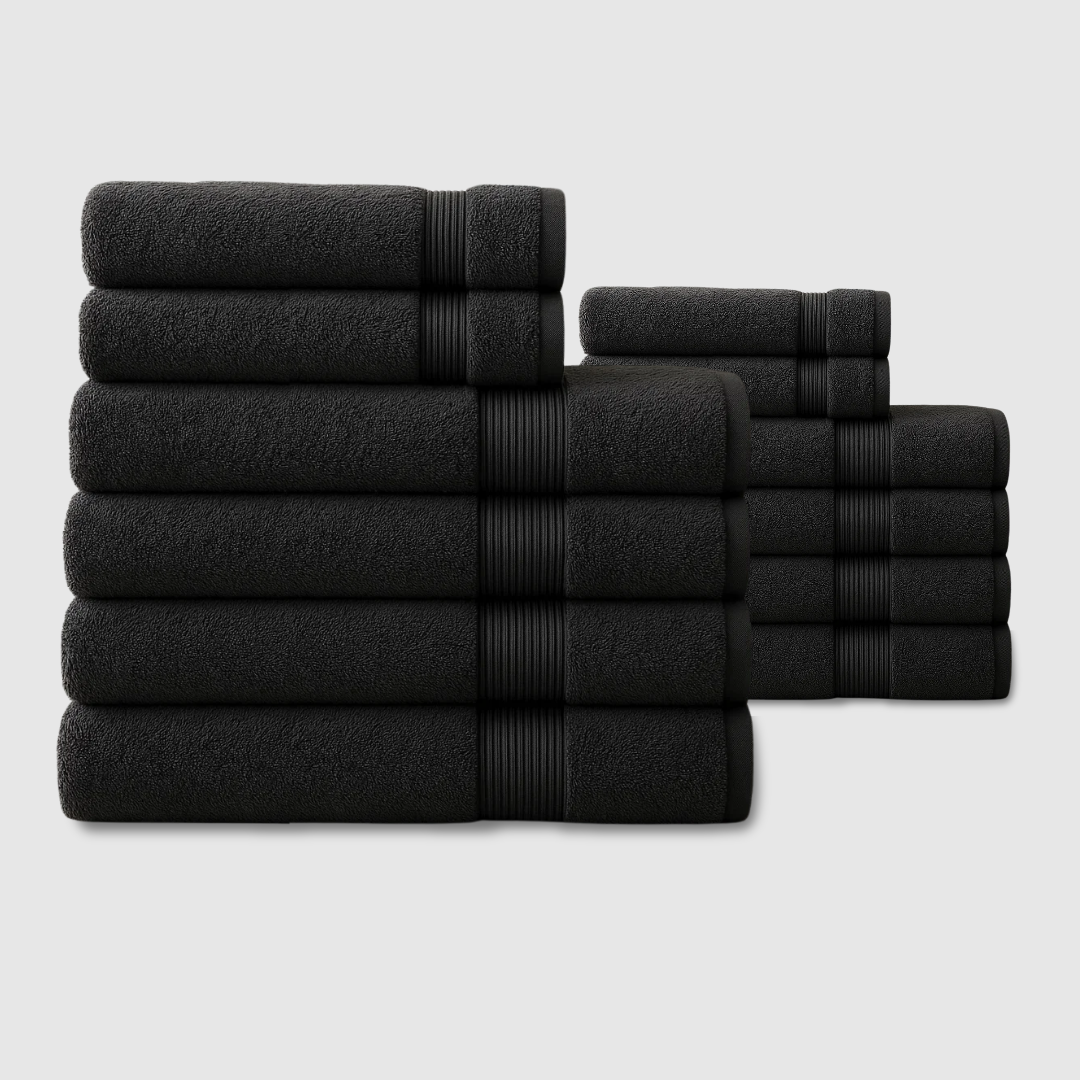 Paquete de toallas de algodón de spa de gramaje alto | 12 unidades